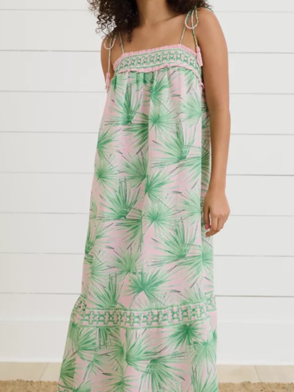 Sewing Down South x Crown & Ivy Sz M Taylor Printed Maxi Dress Pink Palmetto NWT